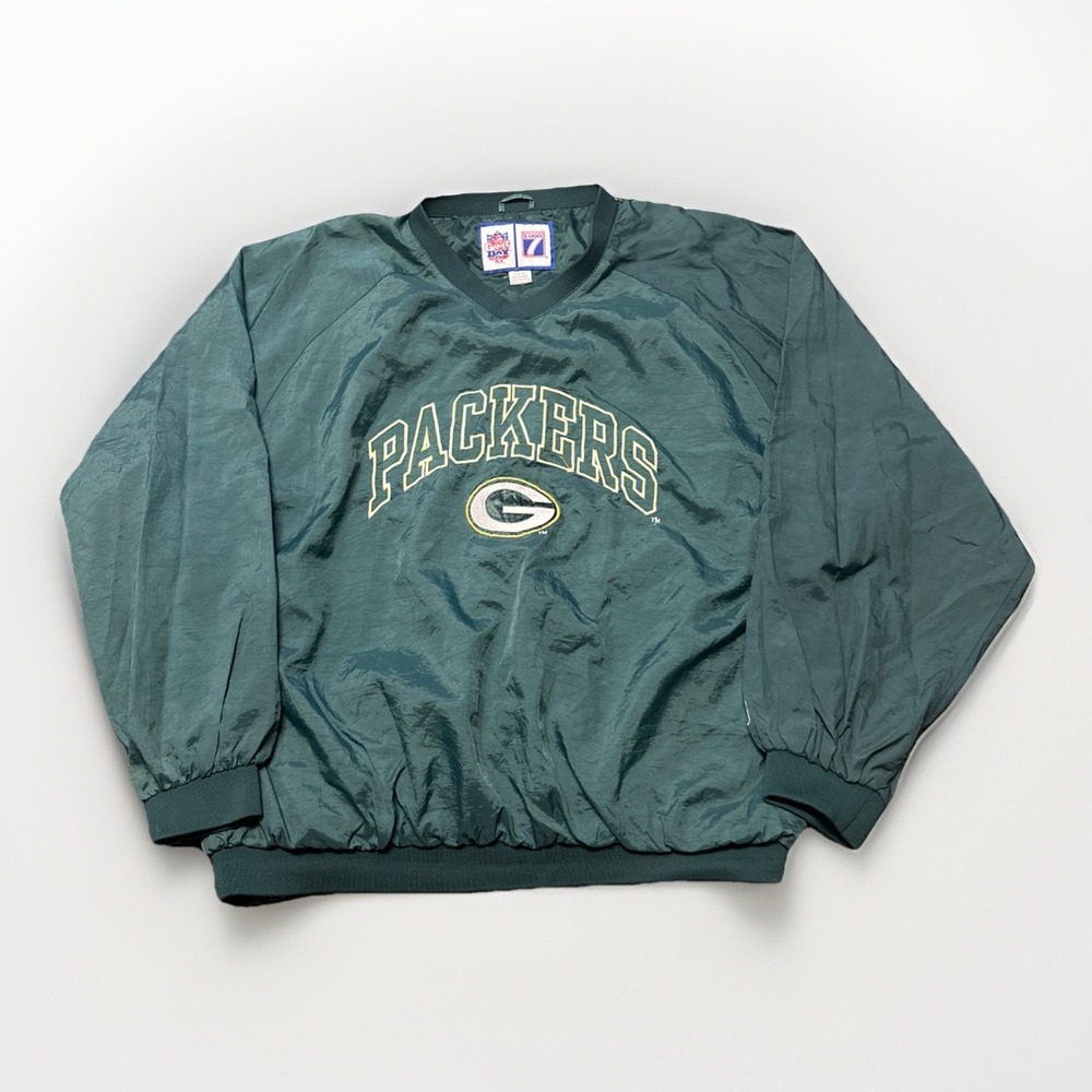 Vtg Green Bay Packers Jacket Size XL Lined Windbreaker Pullover NFL Logo 7‎